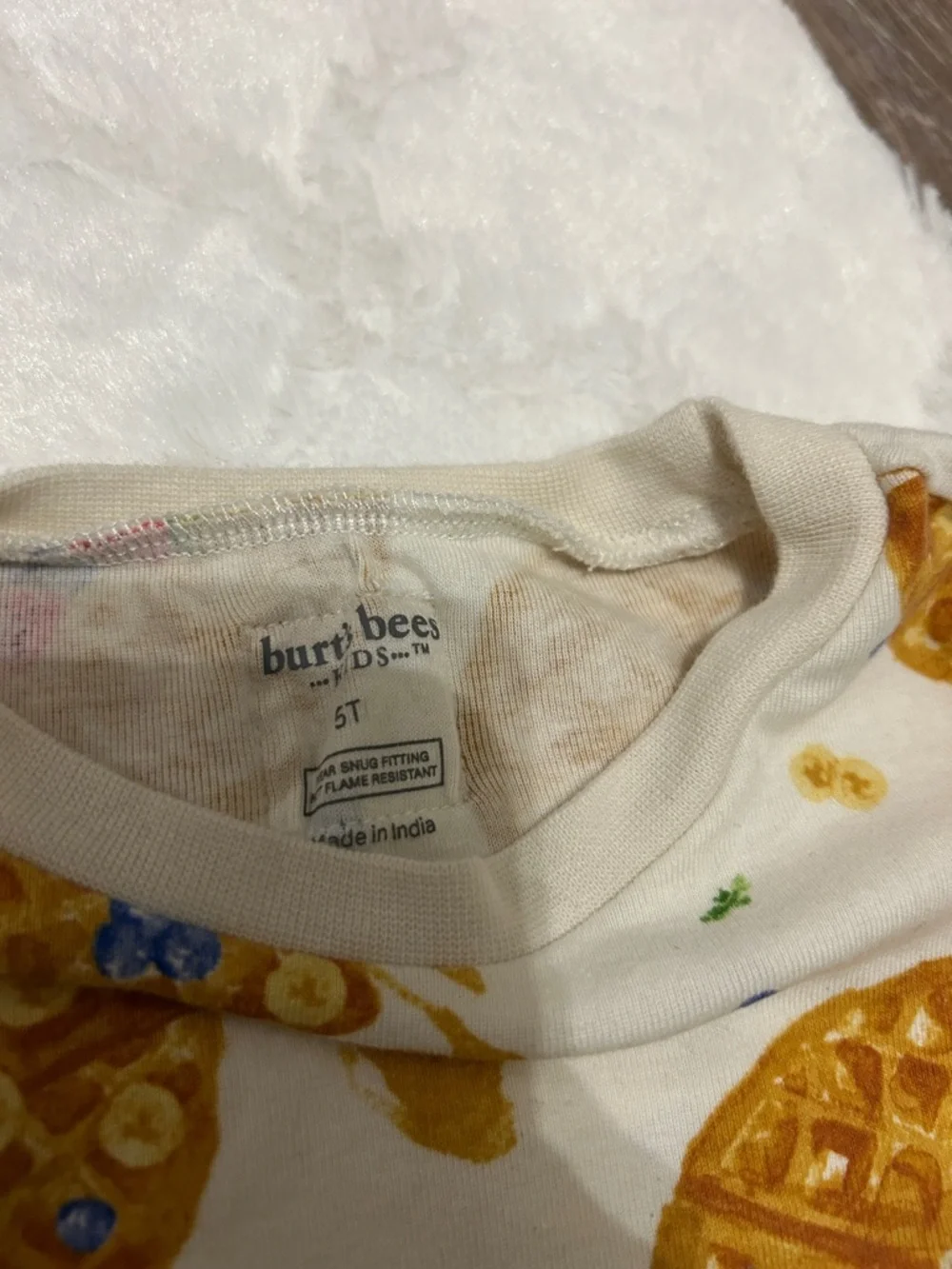 Cozy Kids Pajama Set - Orange Lizard & Mustard Waffle Prints - Picture 3 of 5